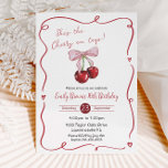 Cherry on Top Pink Bow Coquette Birthday Invitation<br><div class="desc">Personalize this chic Cherry on Top birthday invitation with your own wording easily and quickly,  simply press the customize it button to further re-arrange and format the style and placement of the text.  Matching items available in store!  (c) The Happy Cat Studio</div>