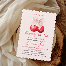 Cherry on Top Pink Bow Girl Baby Shower