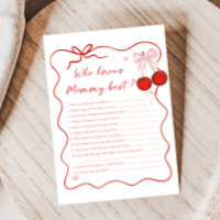 Cherry on Top Pink Bow Shower Who knows Mommy Game