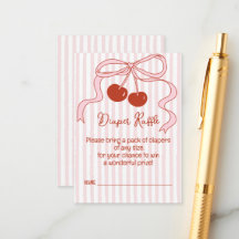 Cherry on Top Pink Bow Stripes Diaper Raffle Game