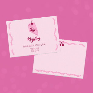 Cherry on Top Pink Ruffle Bridal Shower Registry Enclosure Card