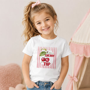 Cherry on Top Pink Stripe Baby Shower T-Shirt