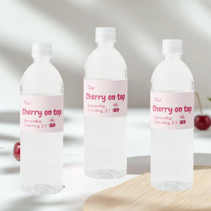 Cherry on Top Pink Water Bottle Label