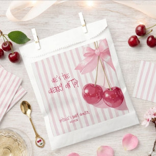 Cherry On Top Red Retro Bow Baby Shower Favour Bag