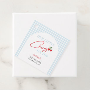 Cherry on Top Tartan Plaid Baby Shower Favour Tags