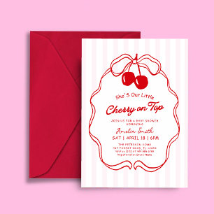 Cherry On Top Valentines girl Baby shower Invitation