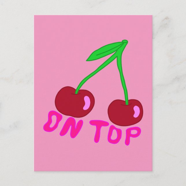Cherry On Top, Vibrant Colorful Design Postcard (Front)
