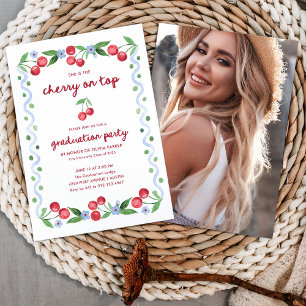 Cherry on Top   Whimsical Graduation Party Photo Invitation