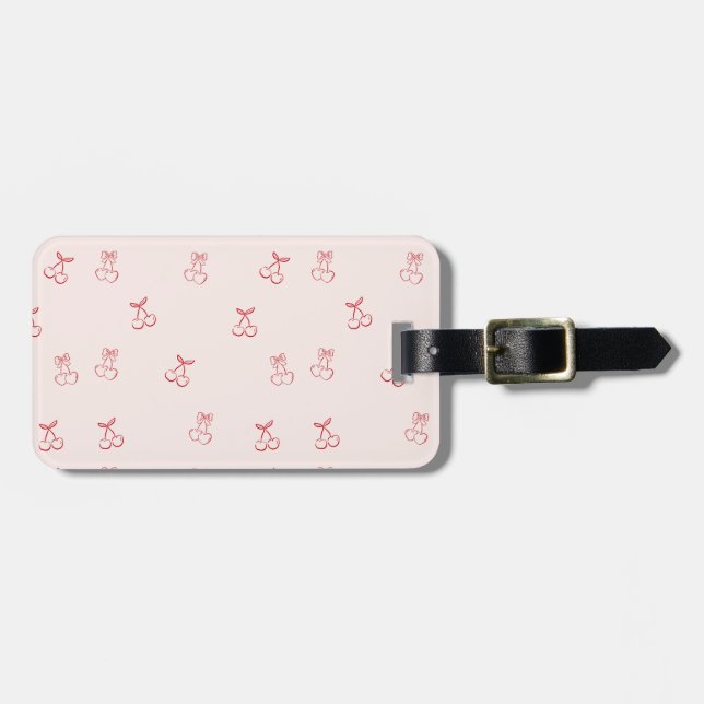 Cherry Outline Minimalism Luggage Tag (Front Horizontal)