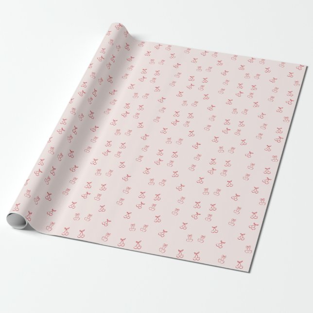 Cherry Outline Minimalism Wrapping Paper (Unrolled)