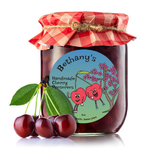 Cherry Pals Funny Cartoon Jam Pie and More Classic Round Sticker