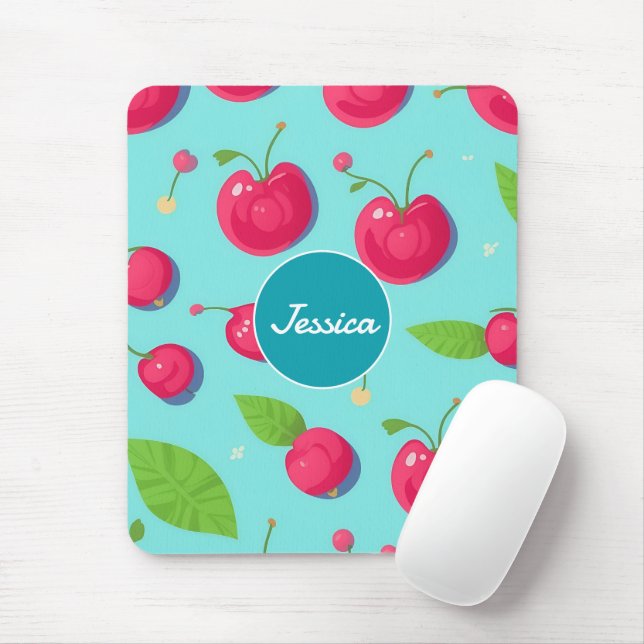 Cherry Pastel Colourful Personalised Pattern Mouse Pad (With Mouse)