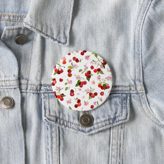 Cherry Pattern 1 7.5 Cm Round Badge (In Situ)