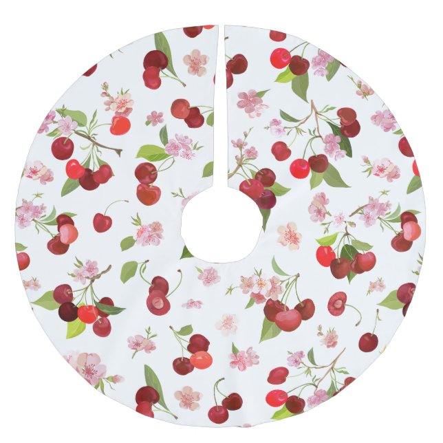 Cherry Pattern 1 Brushed Polyester Tree Skirt (Front)