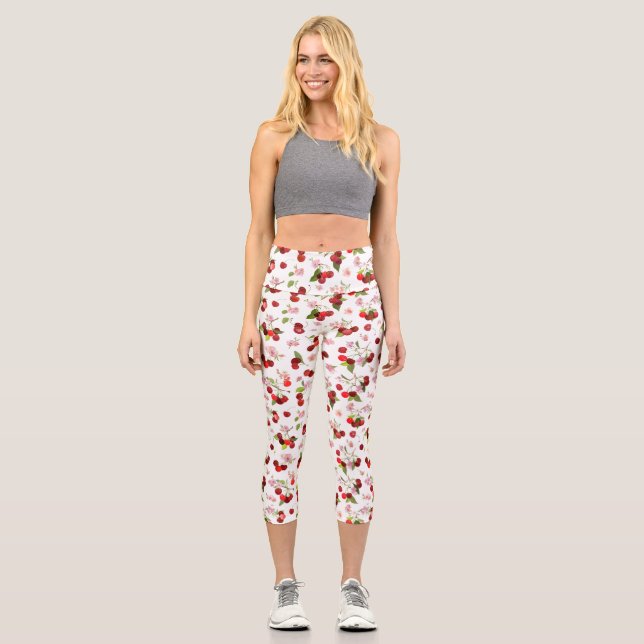 Cherry Pattern 1 Capri Leggings (Front)