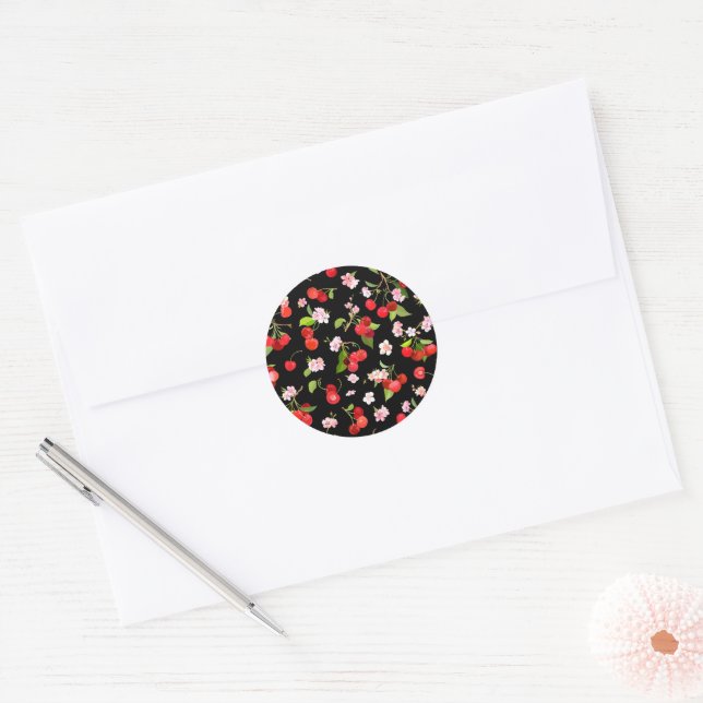 Cherry Pattern 1 Classic Round Sticker (Envelope)