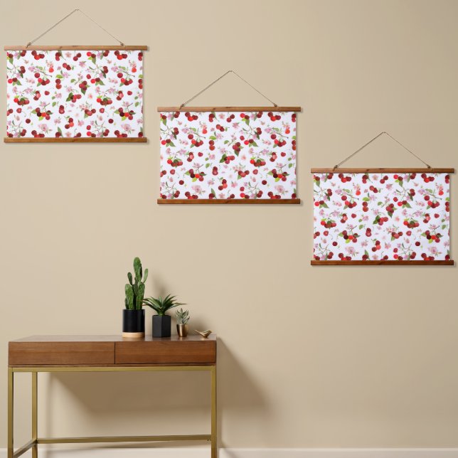 Cherry Pattern 1 Hanging Tapestry (Asymmetrical)