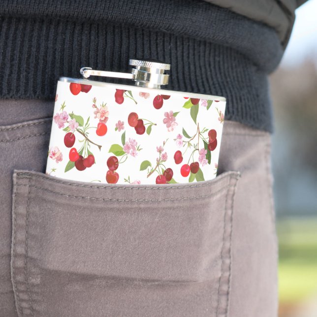 Cherry Pattern 1 Hip Flask (In Situ)