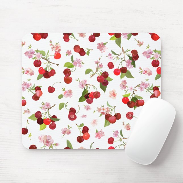 Cherry Pattern 1 Mouse Pad (With Mouse)