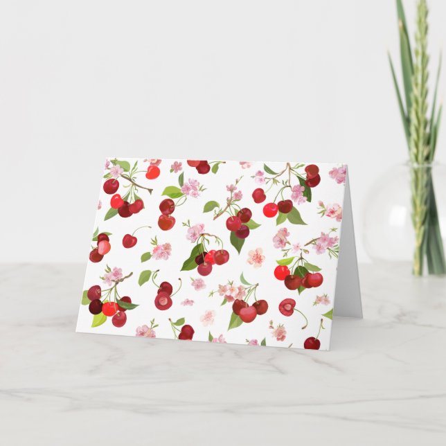 Cherry Pattern 1 Thank You Card (Front)