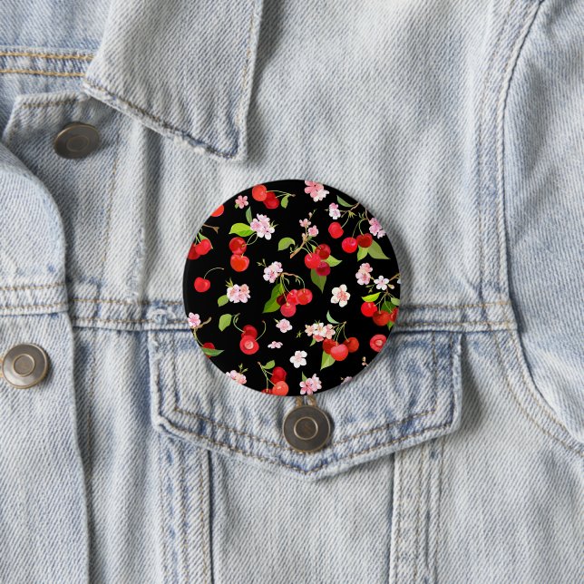 Cherry Pattern 2 7.5 Cm Round Badge (In Situ)