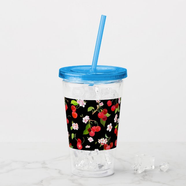 Cherry Pattern 2 Acrylic Tumbler (Back Ice)