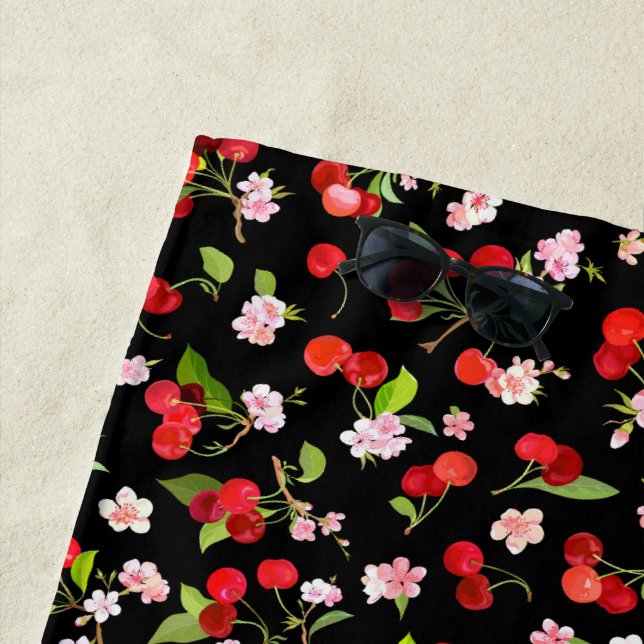 Cherry Pattern 2 Beach Towel (In Situ)