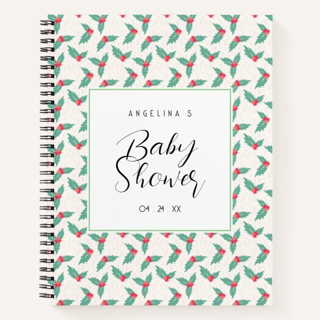 Cherry Pattern Baby Shower Gift List Notebook (Front)