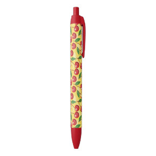 Cherry pattern black ink pen