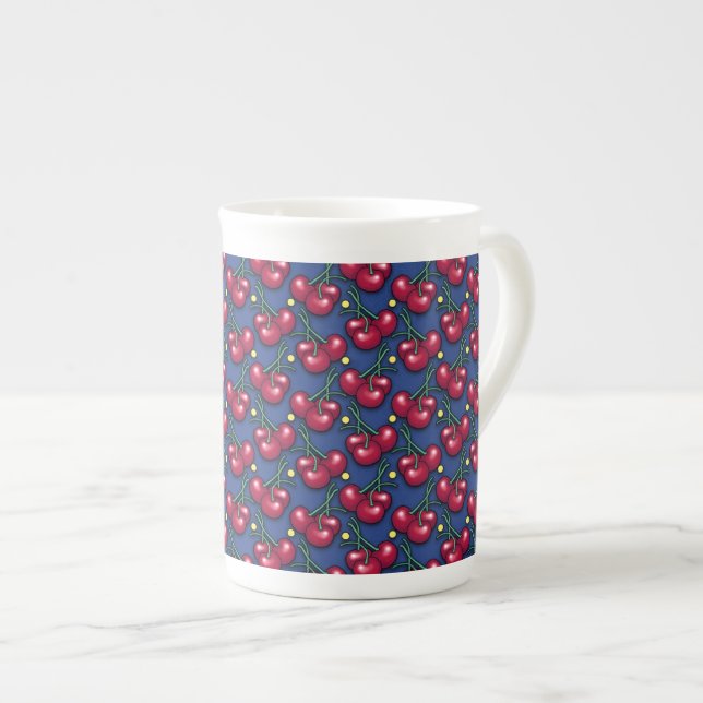 Cherry Pattern Bone China Mug (Front Right)