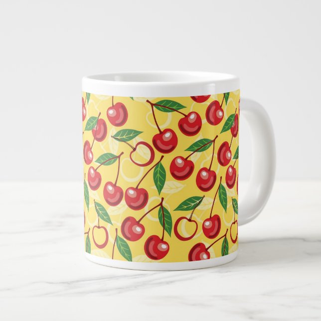 Cherry pattern large coffee mug (Front Right)