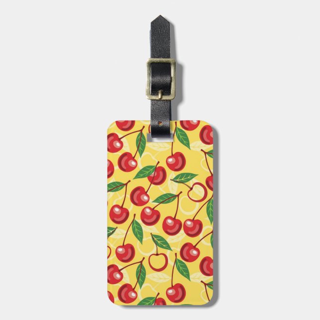 Cherry pattern luggage tag (Front Vertical)