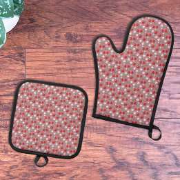 Cherry Pattern Oven Mitt and Pot Holders Set