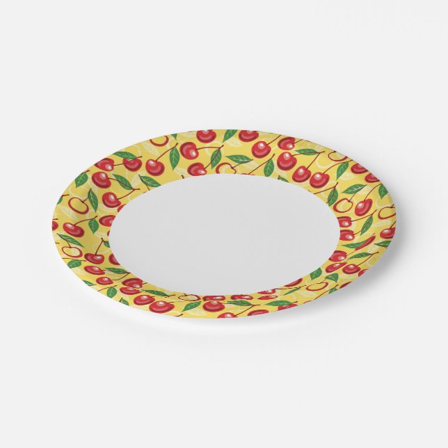 Cherry pattern paper plate (Angled)