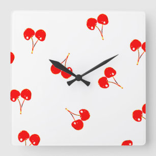 Cherry Pattern Pop Version Square Wall Clock