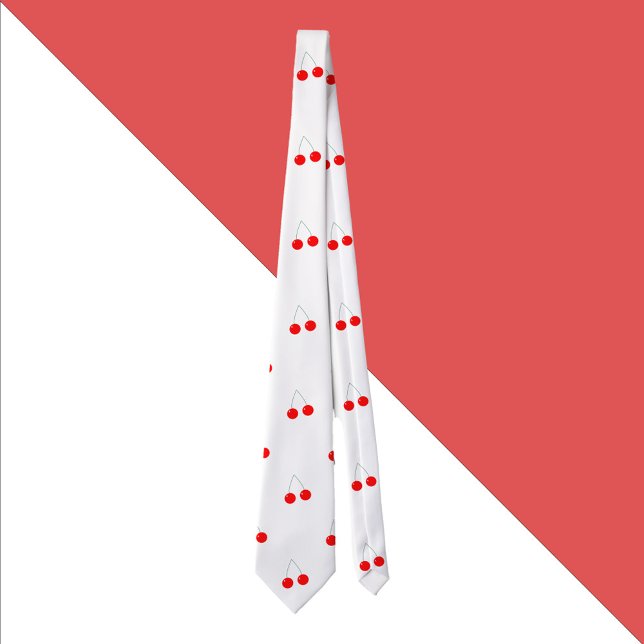 Cherry Pattern Red Fruit Tie (A tie with a fun cherry pattern)