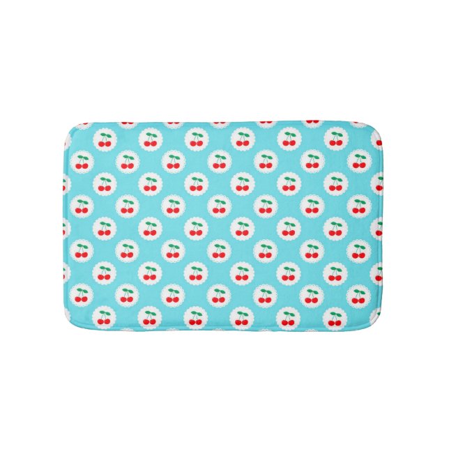 Cherry Pattern – Retro Fruit Gift & Decor Bath Mat (Front)