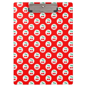 Cherry Pattern – Retro Fruit Gift & Decor Clipboard