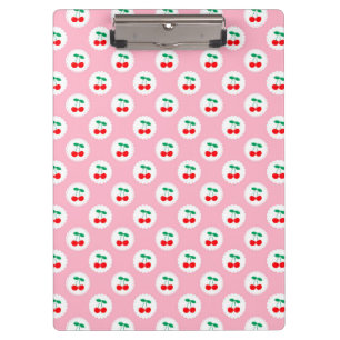 Cherry Pattern – Retro Fruit Gift & Decor Clipboard