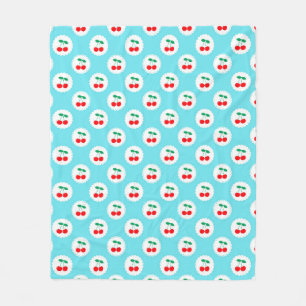 Cherry Pattern – Retro Fruit Gift & Decor Fleece Blanket