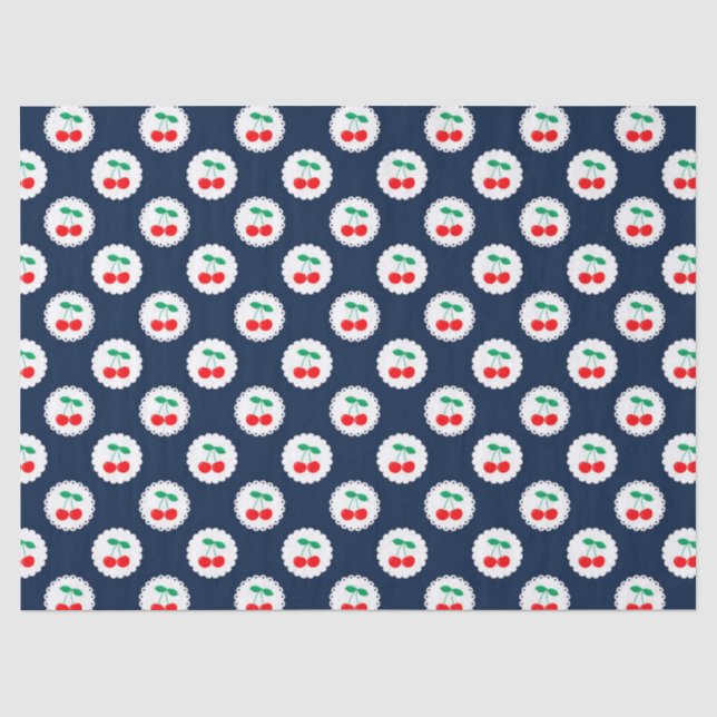 Cherry Pattern – Retro Fruit Gift & Decor Tissue Paper (Front)