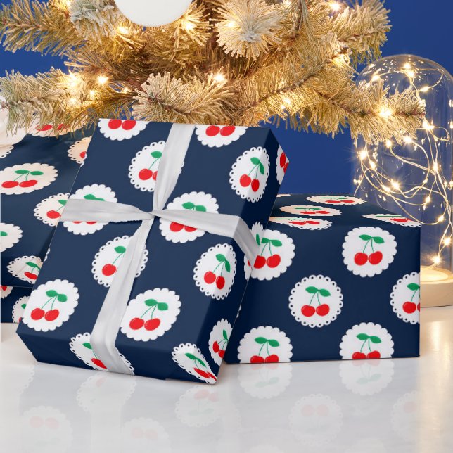 Cherry Pattern – Retro Fruit Gift & Decor Wrapping Paper (Holidays)