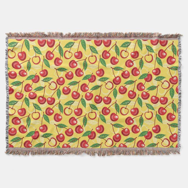 Cherry pattern throw blanket (Front)
