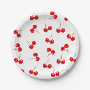 cherry pattern vivid colour paper plate