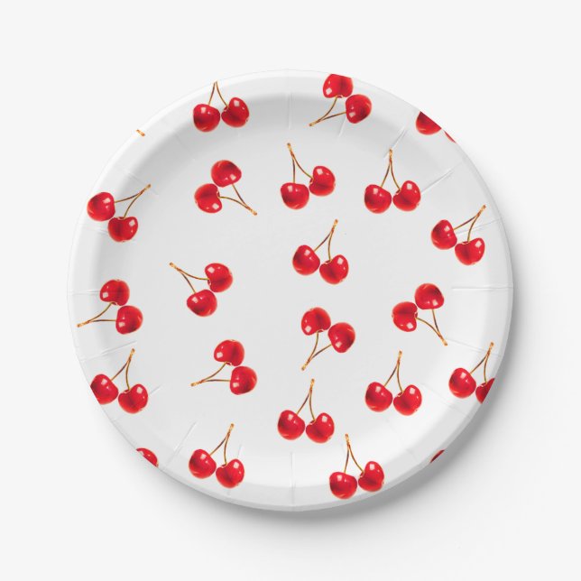 cherry pattern vivid colour paper plate (Front)