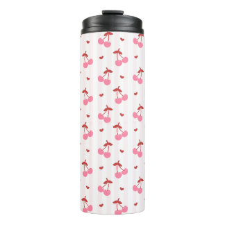 Cherry Pattern with Hearts Thermal Tumbler