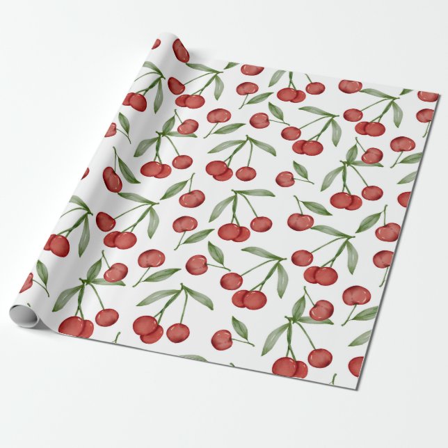 Cherry Pattern Wrapping Paper (Unrolled)