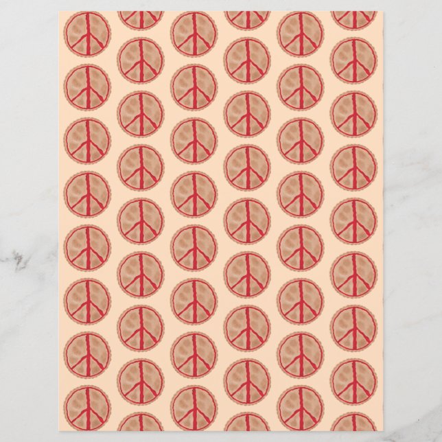 Cherry Peace Sign Pies Pattern Scrapbook Paper (Front)