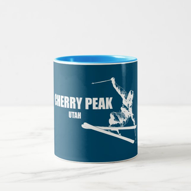 Cherry Peak Resort Skier Two-Tone Coffee Mug (Center)