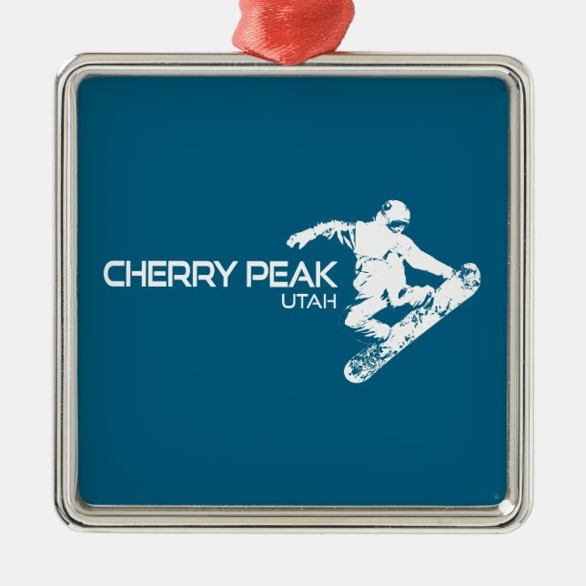 Cherry Peak Resort Utah Snowboarder Metal Ornament (Front)